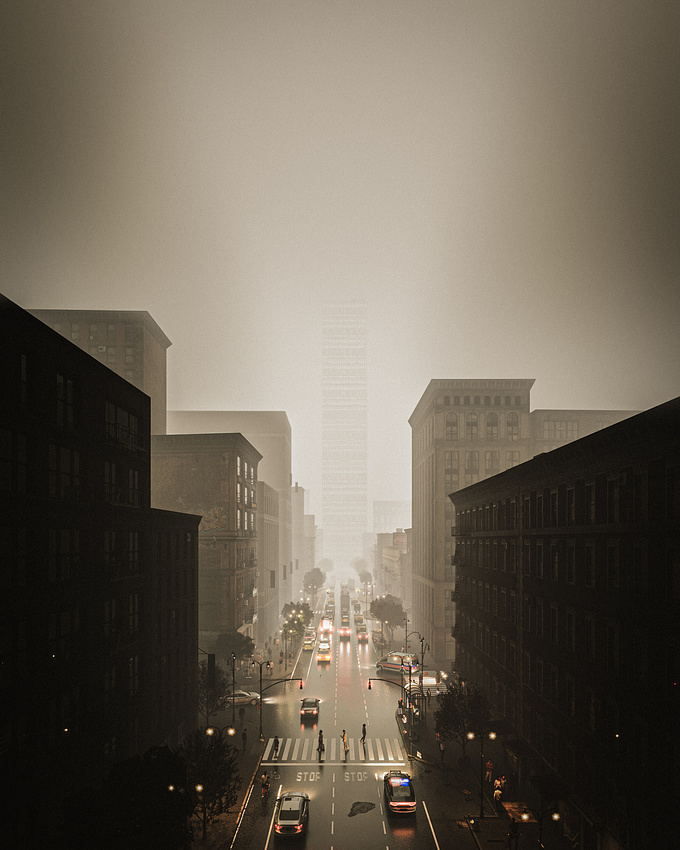 fog, humidity, warm colors... this is NEW YORK!