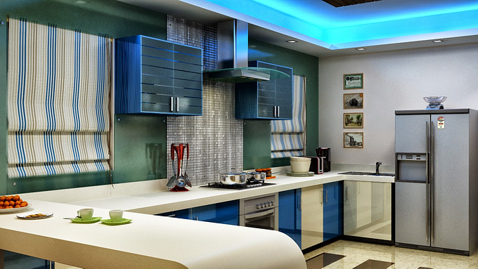 Shashi Kumar L
3D Interior of Kitchen with White and blue combination with False ceiling design.

Used Softwares: Autodesk 3DS Max and Vray