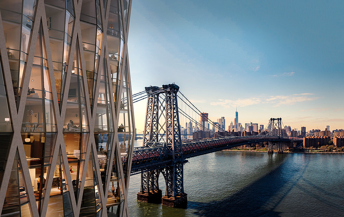 Renderings of a speculative real estate development for Williamsburg, Brooklyn.