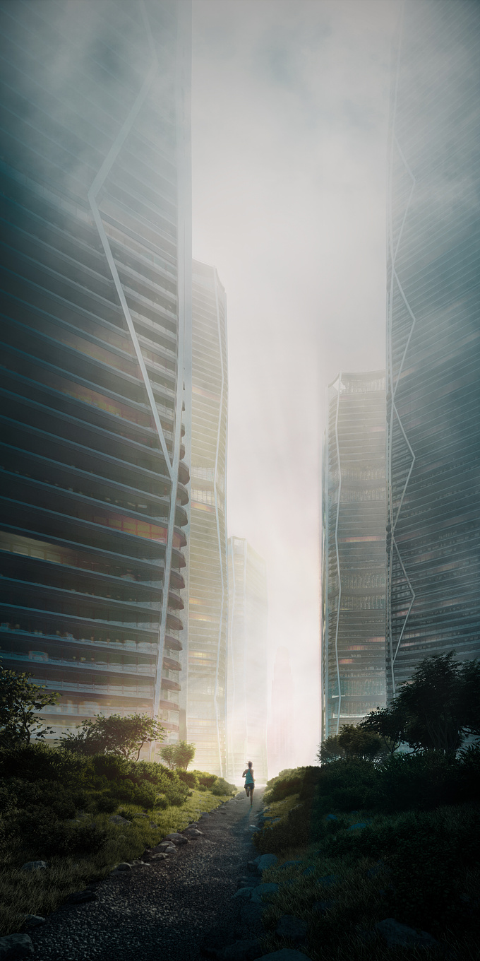 ZOA Studio - https://zoa3d.com
Using contradictory elements as a tool of composition is a great thing to raise tension in an image. Dorka SOMLÓI, Senior CG Artist @ ZOA was truly inspired by a ZOA high-rise residential project in Moscow to make this great in-house project.