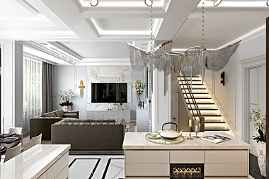 Apartment Design. 3D Rendering in New York