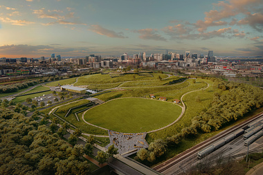 3d aerial rendering for Fort Negley park restoration project