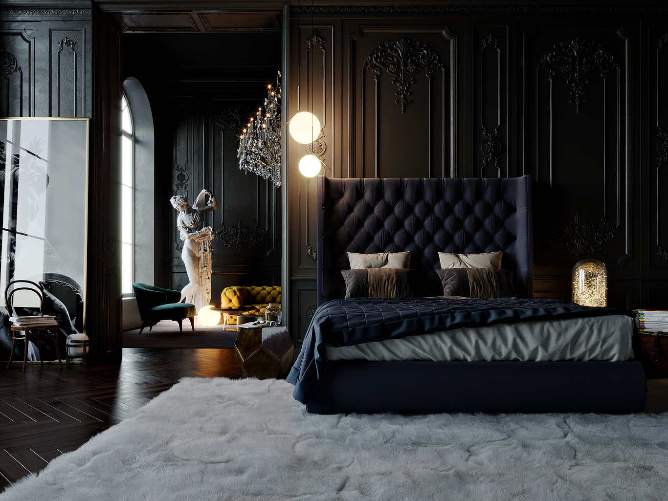 Classy Dark Bedroom Nar Studio CGarchitect