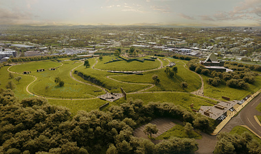 3d aerial rendering for Fort Negley park restoration project