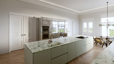 Interior visualization of a kitchen in Hamburg