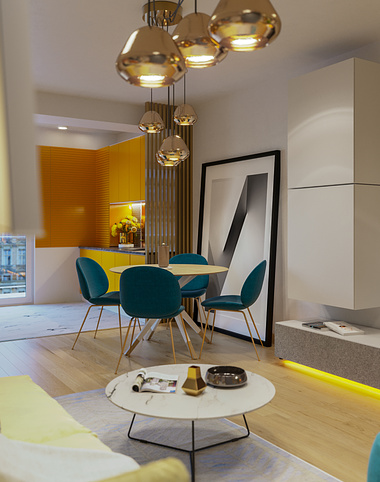 Interior Architectural Rendering & Design Small Apartment 