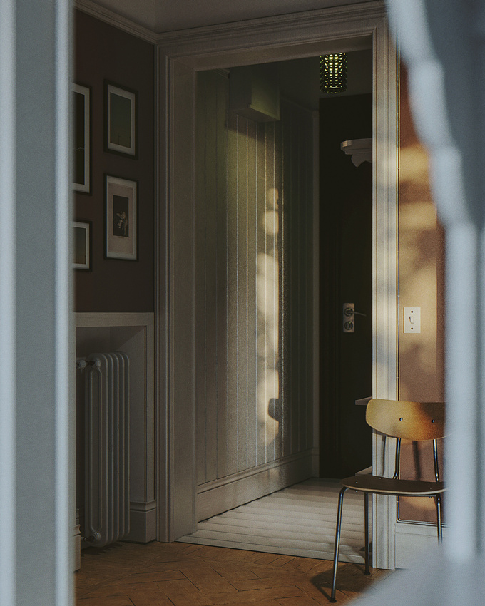 Interior scene done after a really nice apartment from Stockholm. 
There were a lot of references, so I tried to stick as close as I could to the original. 
