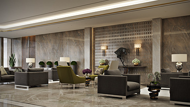 Hotel Lobby Design. 3d Rendering