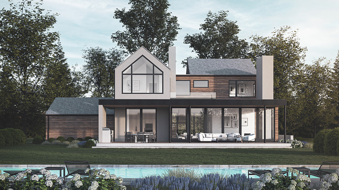 Contemporary residence is a visualization project of the house remodel. The goal was to show through rendering how the house could look like after the renovation is done.