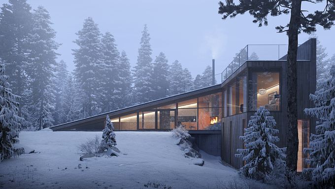 Winter residential project designed by NUNO Arkitektur, illustration  created by Brick. 
