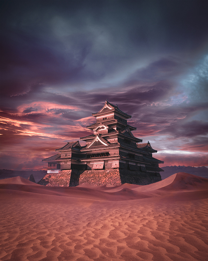 Uncommisioned ArchViz, trying to visualize japanese building in desert envrronment