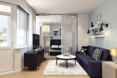 Living room in soft tones