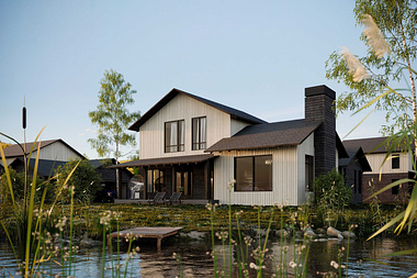 Exterior 3D Rendering for a Cozy Waterside House