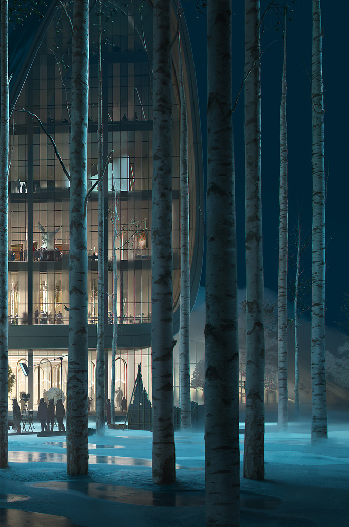 Moonlight | 2020

Image created as a personal project
The aim was to achieve a delicate and sophisticated moonlight mood. Warm against cold. A movie set to give some sort of interest to the architectural environment, avoiding at the same time a focus unbalance.
The whole scene has been modeled from scratch, volumetric included. People added in post-production. People inside building coming from AXYZ design collection.

3ds Max | V-ray | GrowFX | Photoshop | Lightroom | ZBrush
 
www.vittoriobonapace.com

https://www.instagram.com/vittorio_bonapace_studio