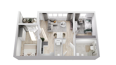3D Grundrisse eines Mehrfamilienhauses, Erlensee