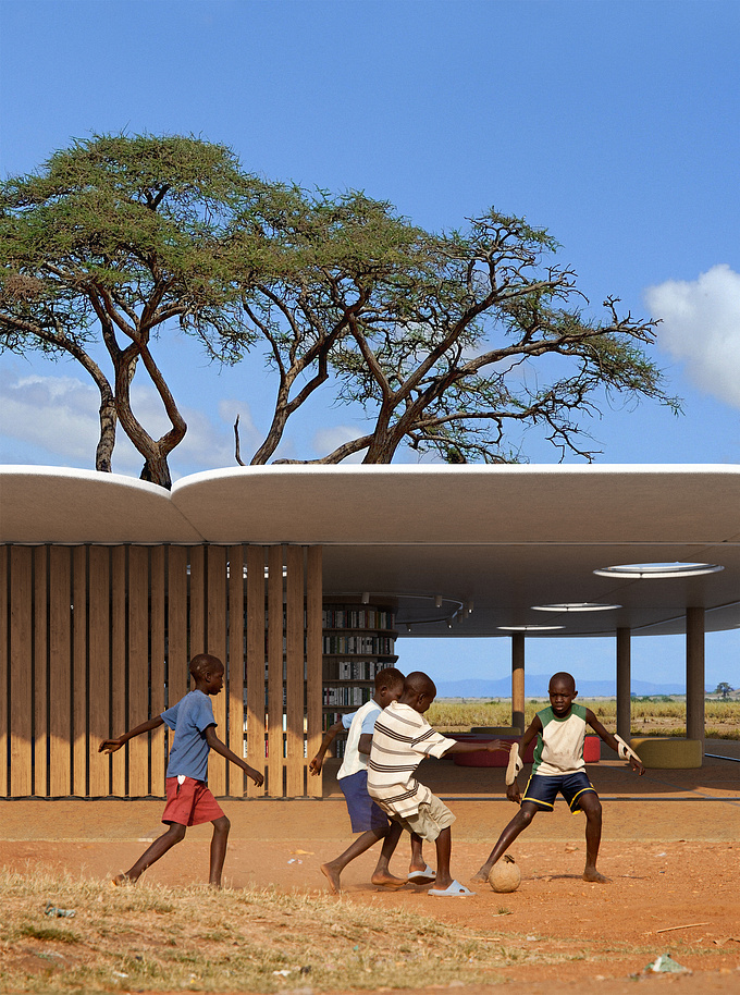 The innovative concept that helps to provide cheap & functional libraries in African countries.

The whole project is here:
https://www.behance.net/gallery/92171949/Library-in-Kenya