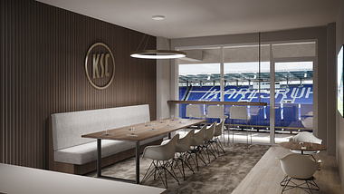 Interior visualization of the Premium Lounge in the new Karlsruhe stadium