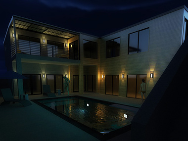 Modern Residence at Night