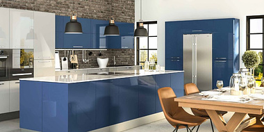 Beautiful parallel Modular  kitchen design in blue