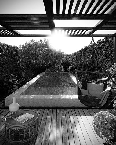 Pool & Nature -  Black and white