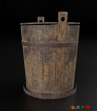 3D Game Asset- Wooden Bucket