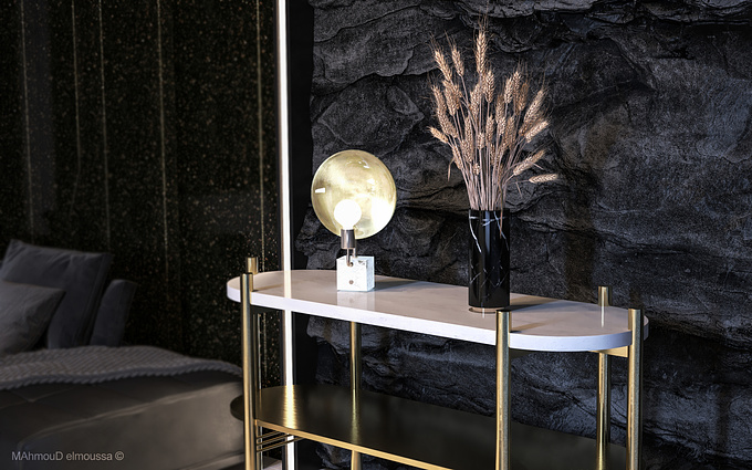 Luxury interior reflecting high-lifestyle using pristine stones and metals alongside high end furniture all mixed in a cinematic interior showing off a expensive prestige .  