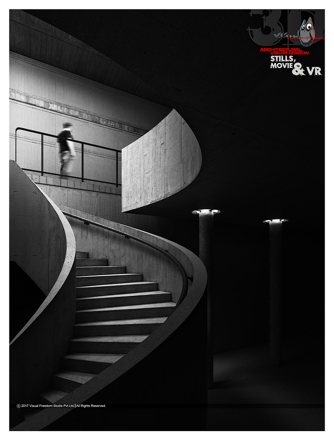 visdom studio - http://www.visdomstudio.com
We created these 10 visuals to explore light and shadow in architecture. 
We wanted to give them a artistic dimension and photographic look. and we also wanted to do 
simple perspectives with bare minimum objects.
Initially we wanted to make a calendar out of it but we ended up creating architectural posters.