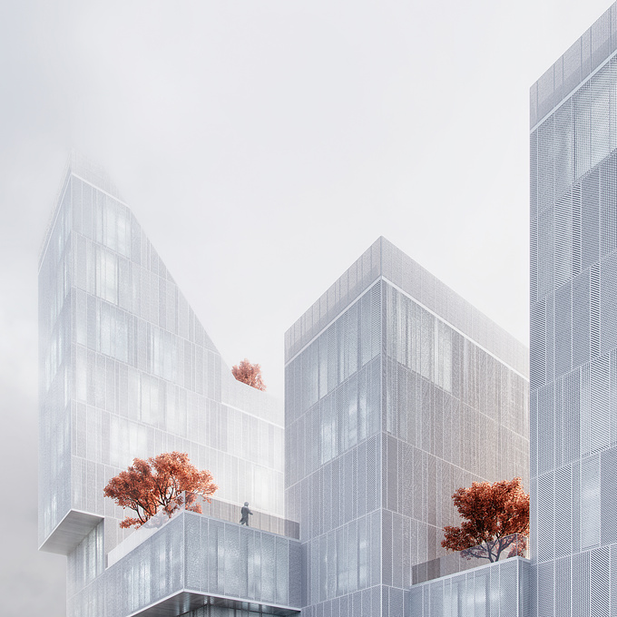 Sharing my latest personal work. Inspired by perforated metal facades and minimalist design in combination with white misty environment.
3ds Max, Corona, Adobe CC.