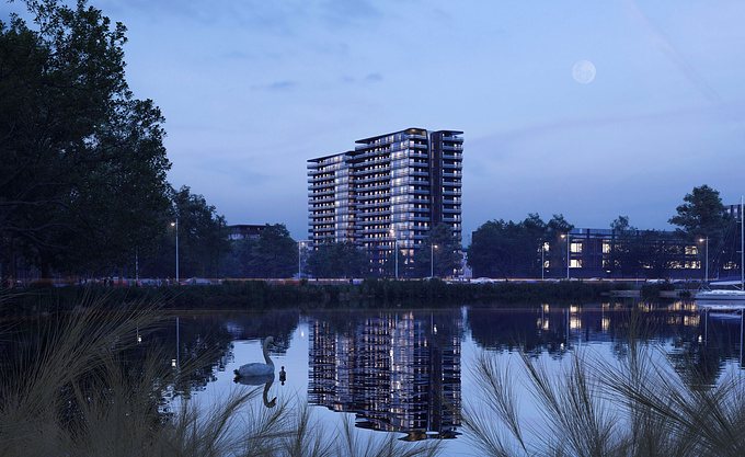 One of the highest investments under construction in Kielce, with which we had the pleasure to help. Two 16-story residential buildings at the Kielce reservoir. The visualizations show the most accurate representation of the implemented investment, the values of the surroundings and land development.