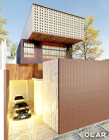 house modern container, wooden and concrete