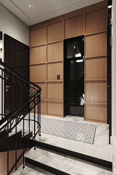 BEAUTIFUL ENTRANCE GROUP AND STAIRS IN AN APARTMENT BUILDING 3D MODEL