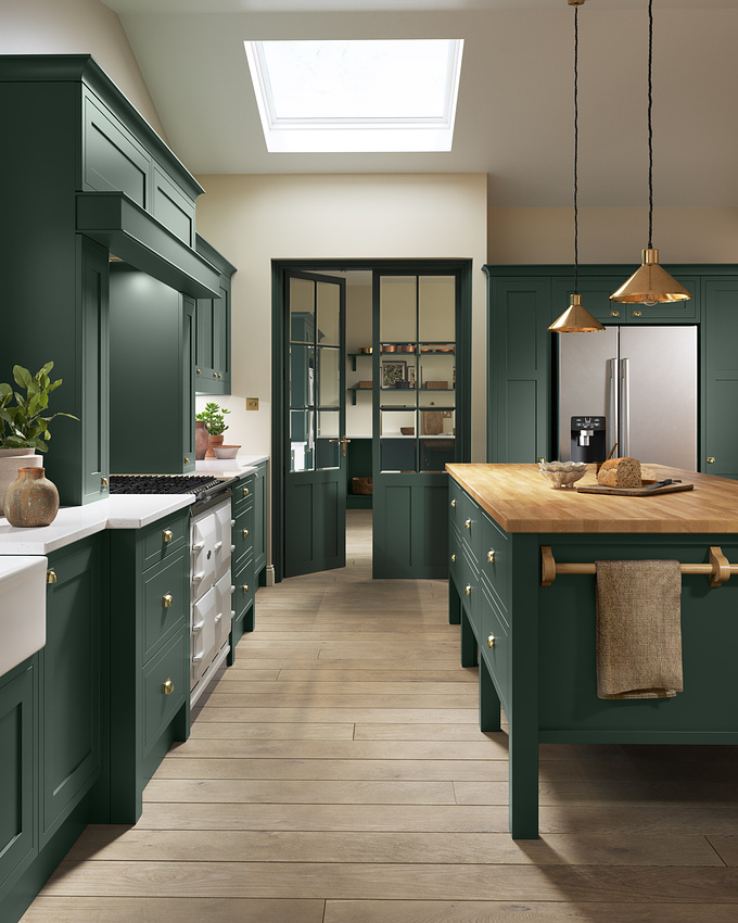 If you've payed attention to interior trends this year, you'll most likely have come across some dramatic green kitchens. A darker green palette has been a firm favourite this year and our stylists have seized the opportunity to feature the trend in this kitchen and bootroom / utility, as this client allowed us more freedom to be creative with the designs.

All the interior design was done in-house and the CGI scenes produced by our 3D team using 3DSMax and rendered using Corona renderer (of course). Additional props and ornaments in the glazed cabinets were individually modelled with tweaks in Zbrush. Colour accuracy adjustments and finishing touches were added using Adobe Photoshop and Fusion Studio 16.

More of these kitchen sets >https://www.pikcells.com/portfolio/uform-kitchen-cgi/