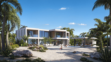 Luxury villas in Turks and Caicos islands rendering