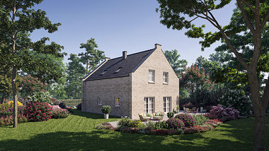 Zweistöckiges Einfamilienhaus mit Garten