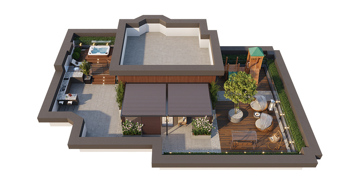 LeHong Design - https://www.behance.net/gallery/94973101/Ground-Plan_Roof-Deck
Project: Ground Plan_Roof Deck
Software: 3Ds Max - Corona Renderer - Photoshop