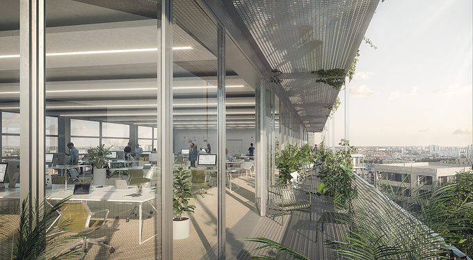 Competition image for an office Building in Paris, FRANCE
Architect: Buzzo Spinelli Architecture