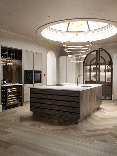 Minimal Retro-futuristic Kitchen Interior
