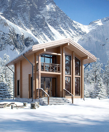 3D Exterior Visualization of Ski Resort Guesthouse