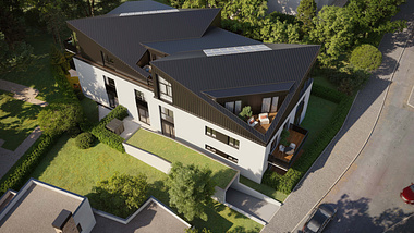  Exterior visualization of a new building with 11 apartment units in Sachsenhausen