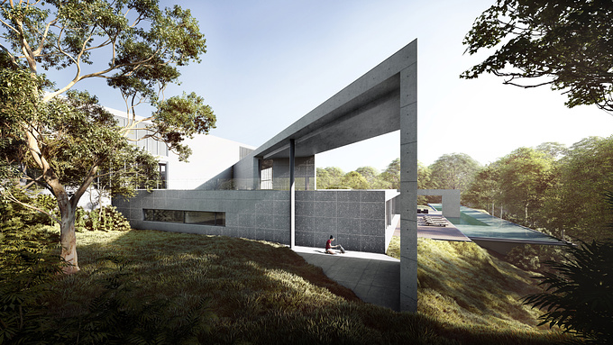 A Shot from digital recreation of Casa Monterrey designed by Architect Tadao Ando in Mexico.