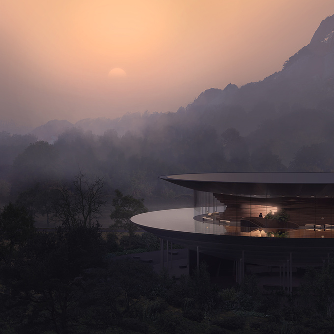 We want to share a concept of community centre "Water Drop".
The building resembles a water bowl reflecting the surrounding mountains and clouds. It hovers above the ground, creating a versatile open space.
Architecture: Concept by leskea
Location: Pengzhou, China 
Project Year: 2022
Software: 3ds Max, Corona Renderer, Photoshop