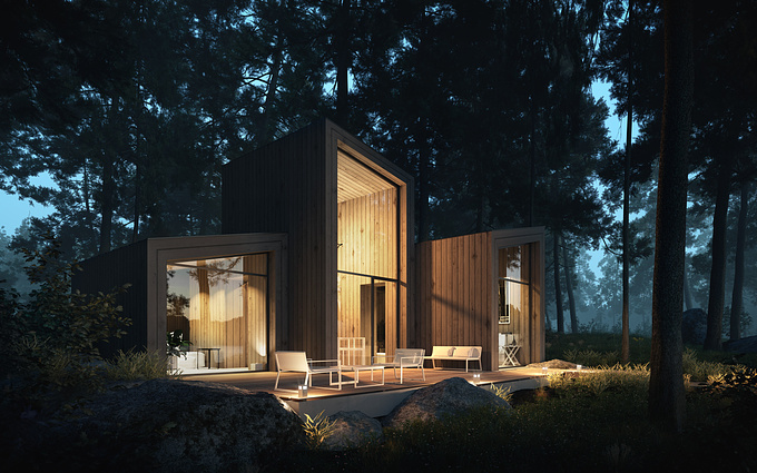 ZOA Studio - http://https://zoa3d.com/?utm_source=cgarchitect&utm_medium=cgarchitect_post
Recently we had the opportunity to design this wooden cabin in a remote part of Finland away from the bustle of city life. Though these initial sketches were not picked by our client for further development we just couldn't resist and finalized them nonetheless for our own pleasure.