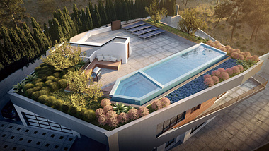 Roof Top with the Swimming pool Rendering