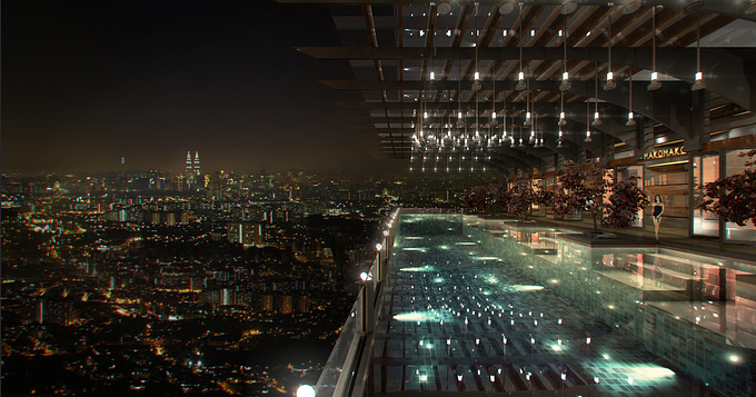  - http://makonimation.com/
Rooftop poolside overlooking the city of Kuala Lumpur, Malaysia.

3D done in Modo, post production in Photoshop