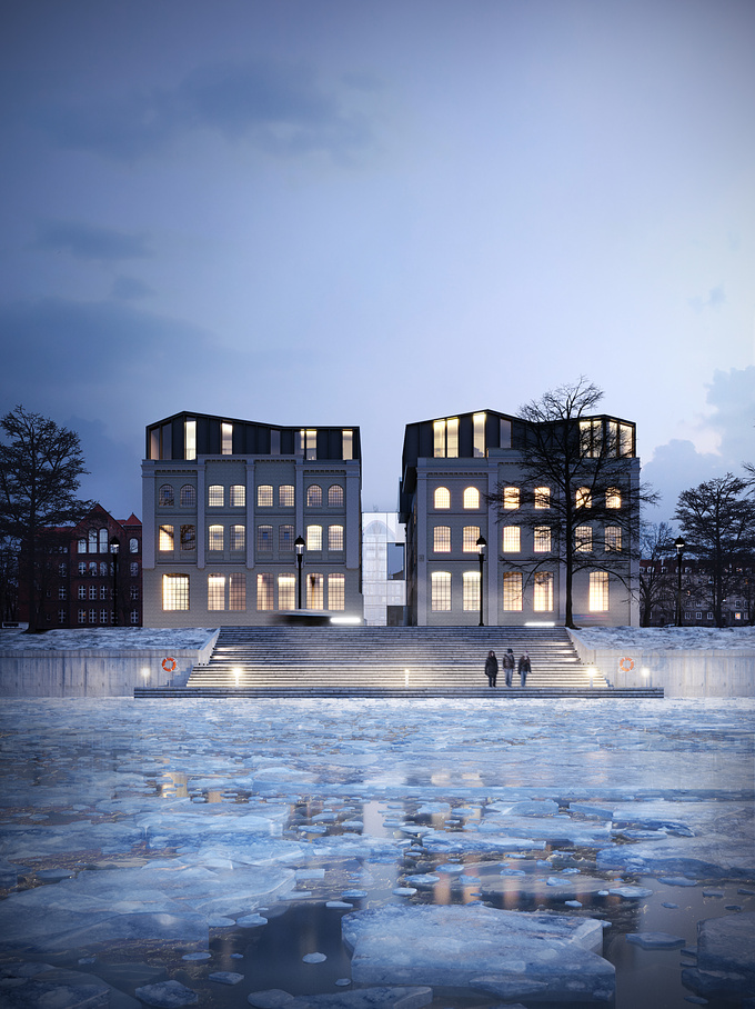 Blok Studio - http://www.blokstudio.pl
We are sharing one of our architectural competition entries. An adaptation of former industrial buildings in Gdansk for residential purposes.

Soft: Max/Corona/PS
Authors: Michal Morzy and Jakub Nanowski 
Type: Architectural Competition

I hope you enjoy!