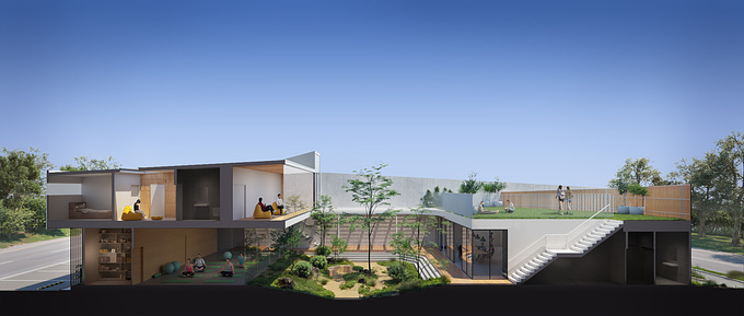 ZOA Studio - http://https://zoa3d.com/?utm_source=cgarchitect&utm_medium=cgarchitect_post
ROSEBUD, AUSTRALIA—Every one of us often wishes to escape in a peaceful island where someone can totally disconnect from city sounds. Jimmy's new Mental Health Centre offers quiet solitude while retaining openness, situated between an industrial and commercial surroundings. 

Currently 1 out of 4 young Australians are at risk of a serious mental illness. At Jimmy’s they'll have the opportunity to strengthen their mental, physical and emotional health. It will be a refuge for disadvantaged youth to encourage their reconnection by providing a safe, nurturing environment. 

The centre will be managed by YMCA, and aims to help youngsters to get on the right track. 

The internal spaces of Jimmy’s Youth Wellbeing Sanctuary are connected by an internal courtyard. Simply looking around here will have a positive impact on your mental state. It's a beautiful scenery for meditation. See the shadows and the lights that bring diversity to the inner space and how CO-OP Studio’s design creates a dialogue between the interior and exterior spaces.