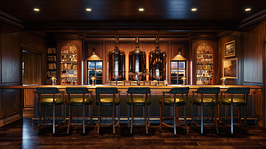 3d interior rendering for a Scottish bar