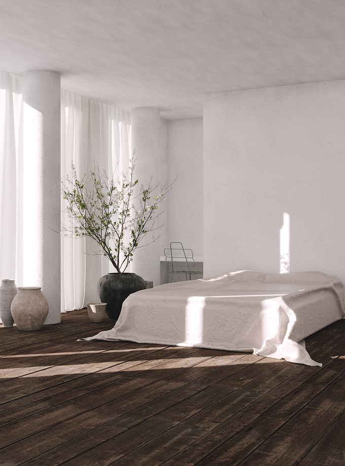Interior visualization in 3Ds Max and Corona renderer, based on reference render for studio Brent Lee