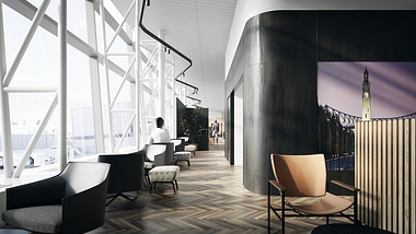 Airport lounge interior render