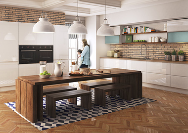 Kitchen CGI with people